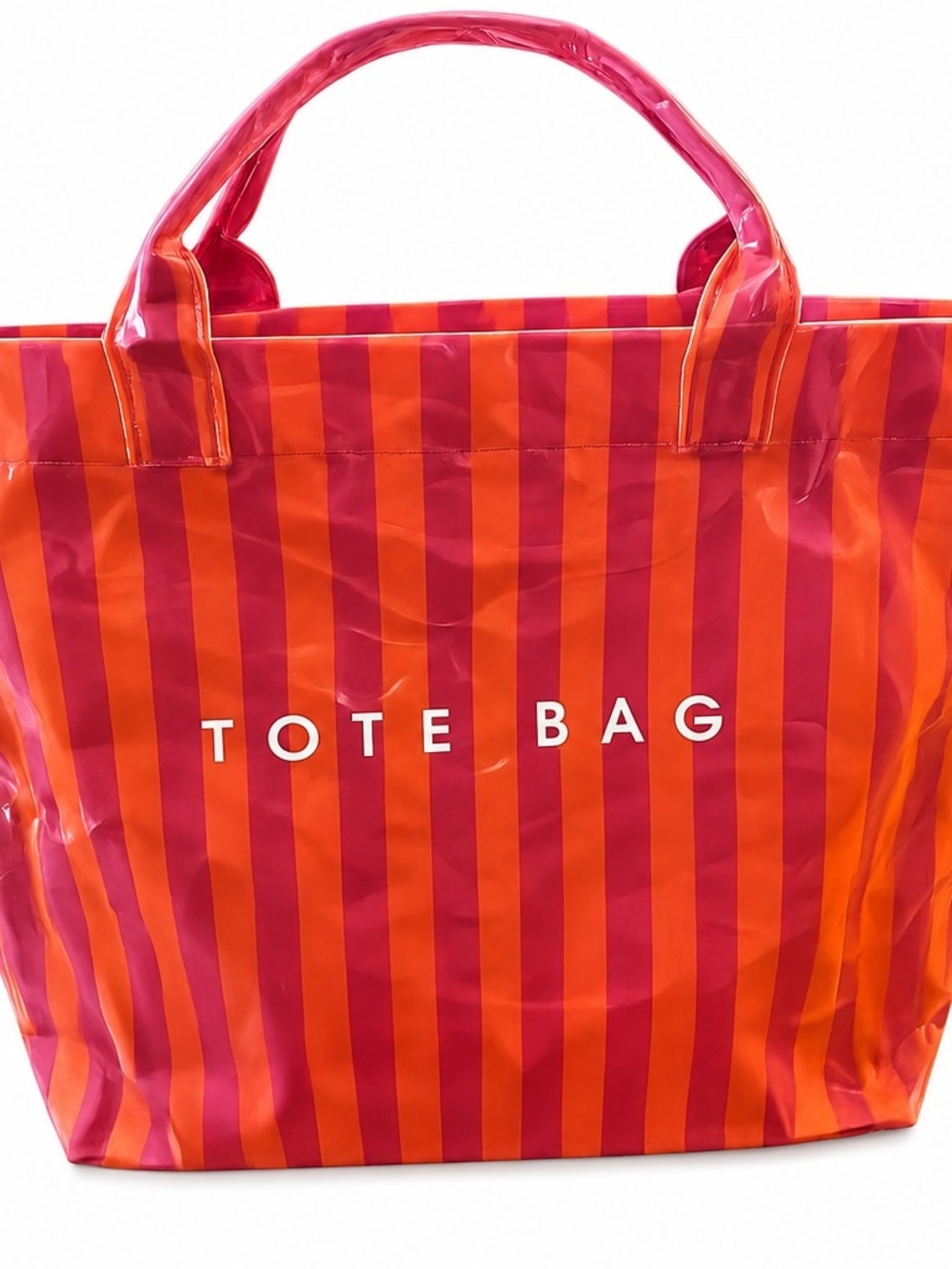 PERFECT LILY Striped Clear PVC Tote Bag - Pink/Tangerine